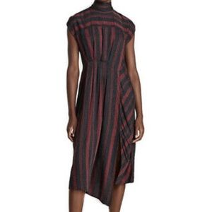 Zara High Neck Striped Midi Dress - Small